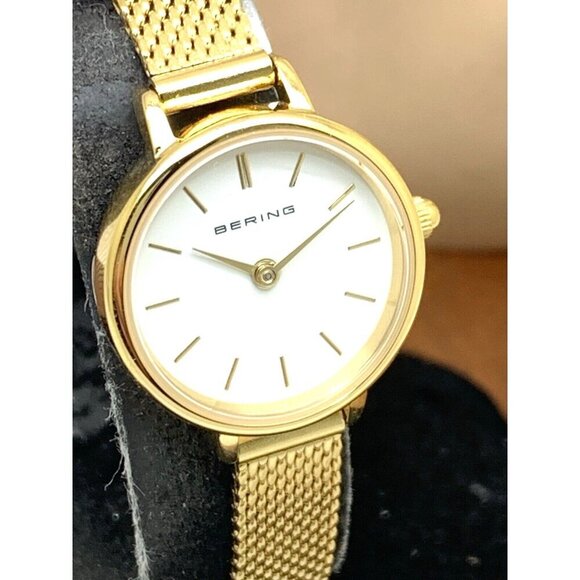 Bering Womens Watch 11022-334 Quartz White Dial Gold Stainless Steel Petite 22mm - Picture 13 of 14
